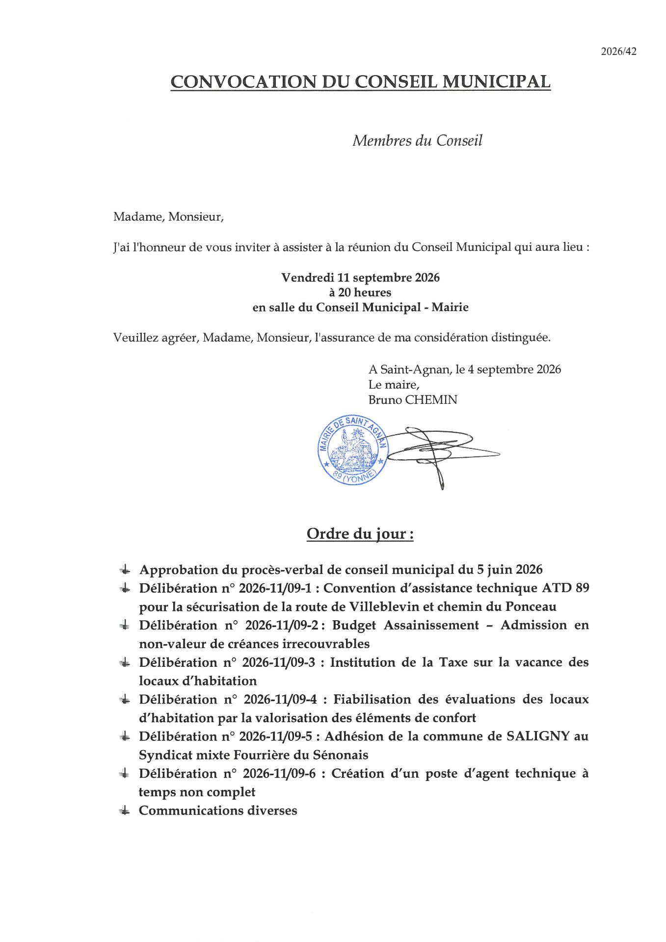 Réunion du conseil municipal