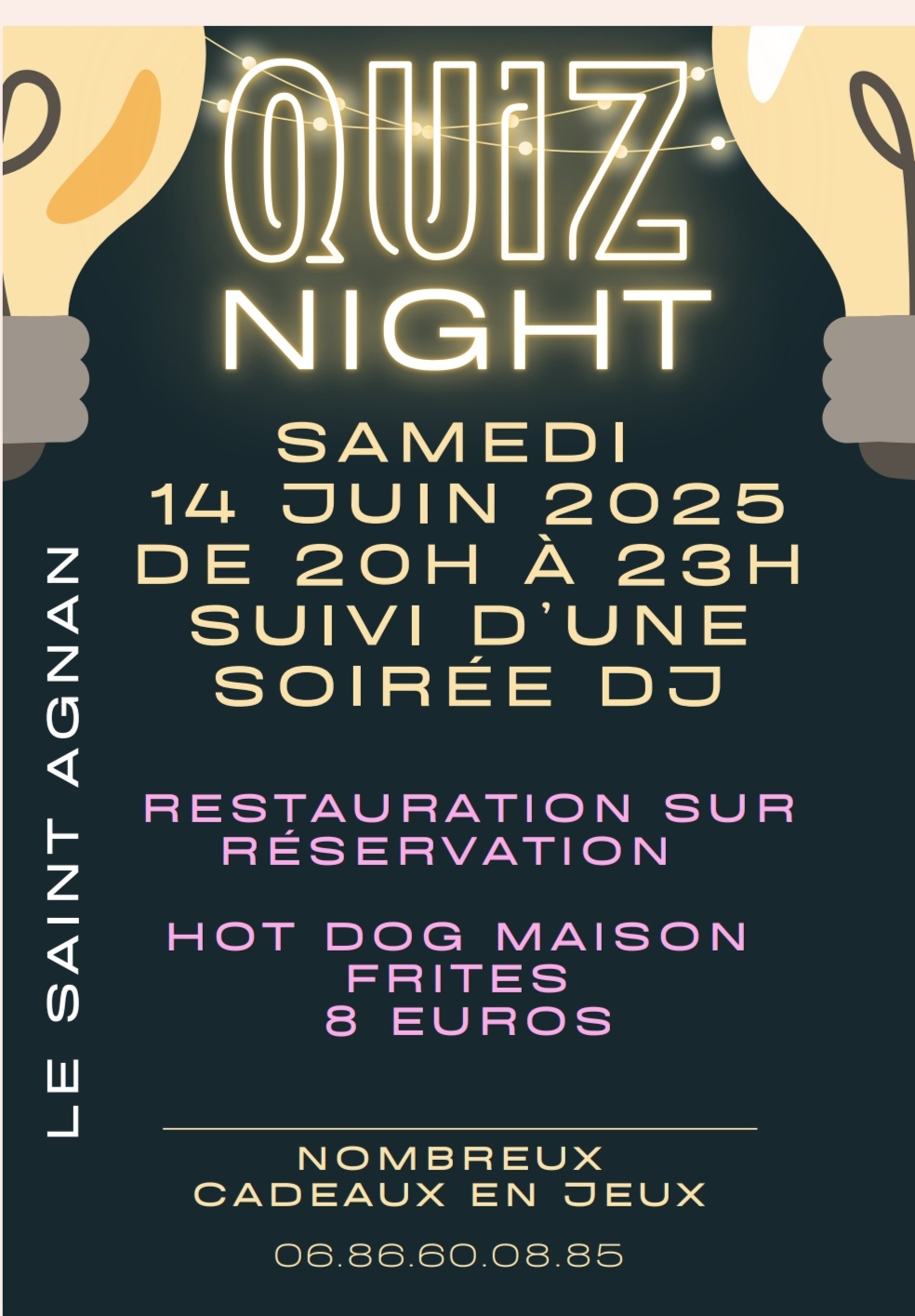 QUIZZ NIGHT LE 14 JUIN  AU ST AGNAN À PARTIR DE 20H00